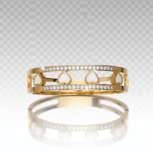 Brazalete Dorado con Corazones Blancos y Cristales