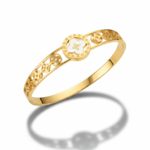 Brazalete Dorado con Diseño de Flores