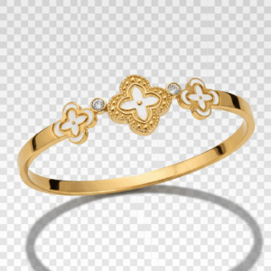 Brazalete Dorado con Flores Blancas
