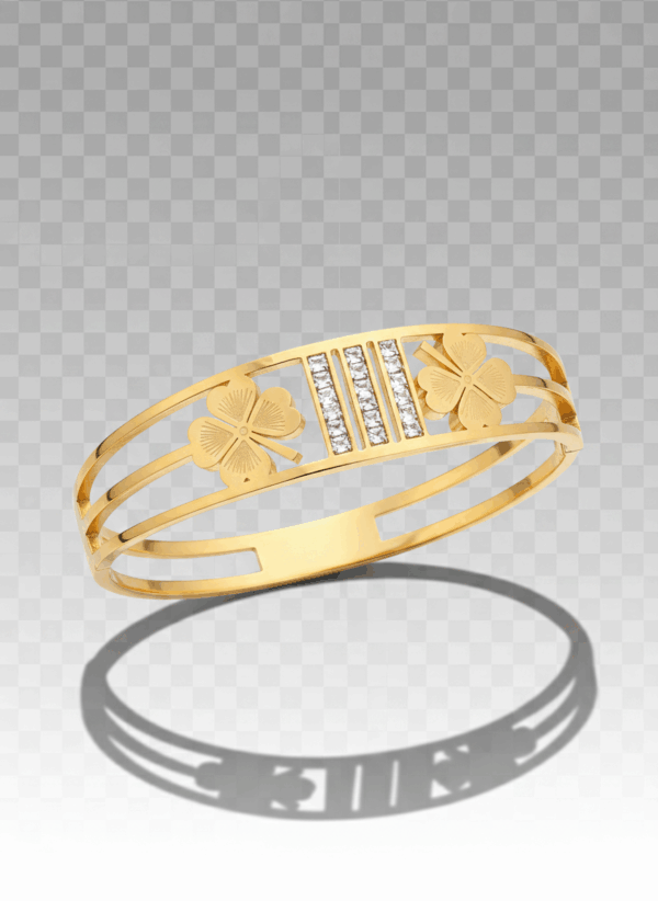 Brazalete Dorado con Flores y Cristales