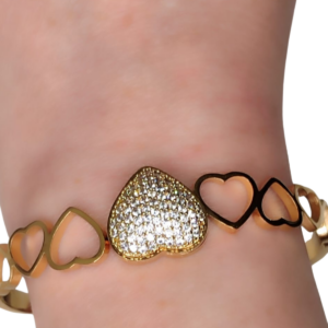 Brazalete Dorado con Corazones