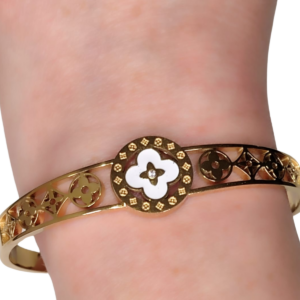 Brazalete Dorado con Diseño de Flores