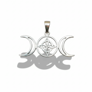 Colgante Triple Luna con Nudo de Bruja