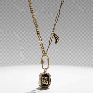 Collar Dorado con Colgante en Forma de Botón