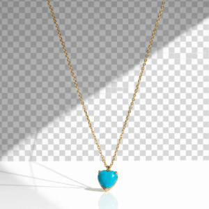 Collar Dorado con Corazón Azul Turquesa