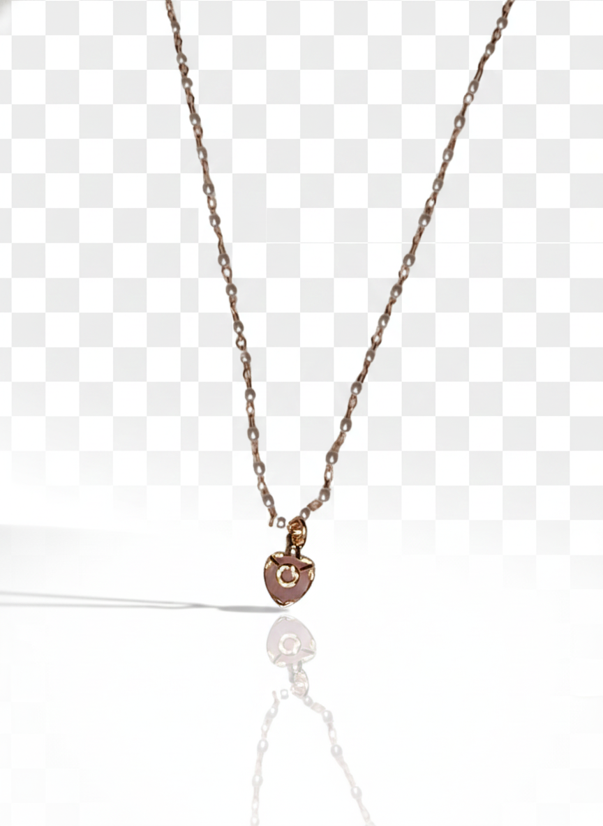 Collar Dorado con Corazón Rosa