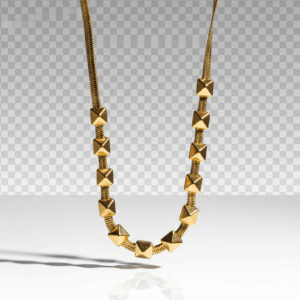 Collar Dorado con Relieve de Cuadros
