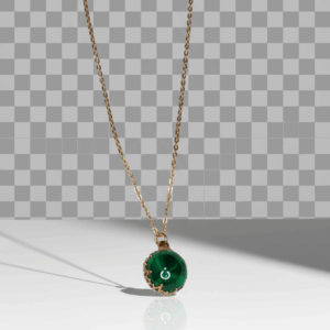 Collar Dorado con esfera Verde y Cenefa