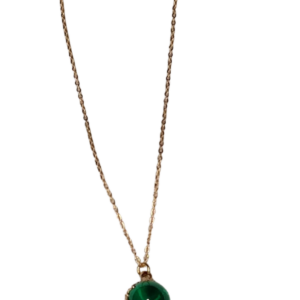 Collar Dorado con esfera Verde y Cenefa