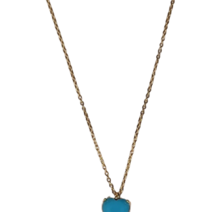 Collar Dorado con Corazón Azul Turquesa