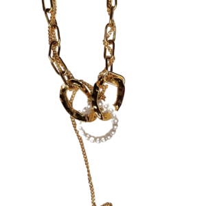 Collar Dorado con Trébol y Perlas