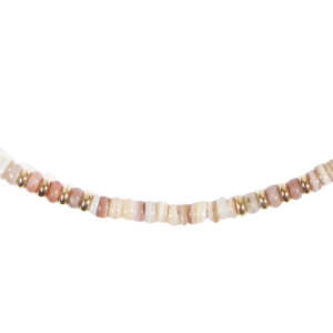 Collar dorado con piedra natural de cuarzo rosa