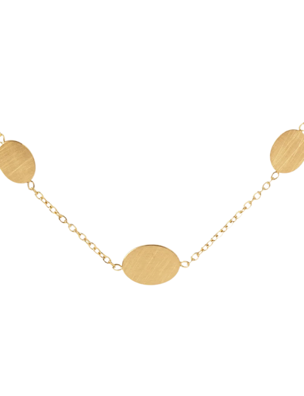 Collar dorado con circulos mate engarzados