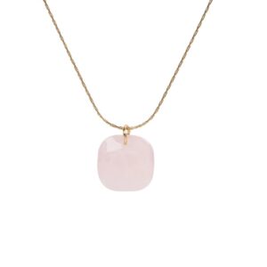 Collar dorado con colgante cuarzo rosa