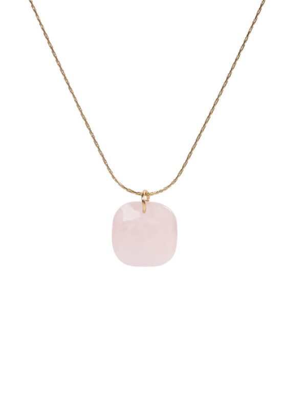 Collar con colgante de cuarzo rosa