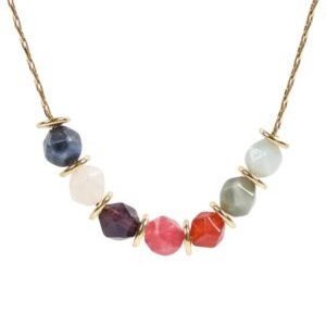 Collar dorado con piedras naturales multicolor