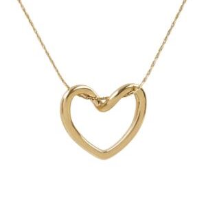 Collar dorado con colgante corazon enredado