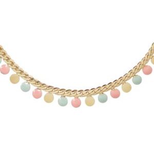 Collar dorado con pequeñas esferas multicolor