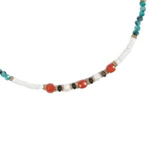 Collar multicolor con piedra turquesa natural
