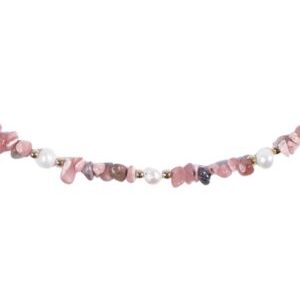 Collar con piedra natural rodocrosita irregular