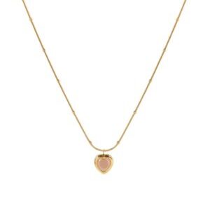 Collar dorado corazon rosa