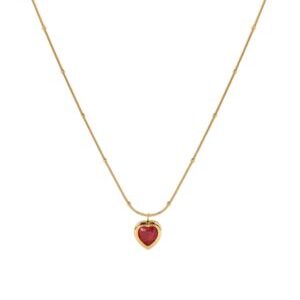 Collar dorado corazon fuchsia