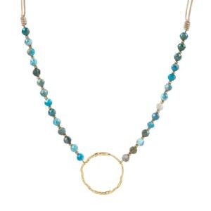 Collar apatita azul ajustable con circulo
