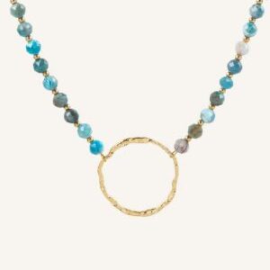Collar ajustable circulo con piedra apatita azul