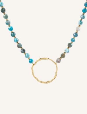 Collar ajustable apatita azul y circulo