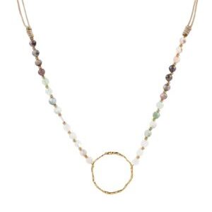 Collar circulo piedra multicolor ajustable
