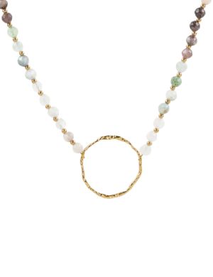 Collar ajustable circulo y piedra multicolor
