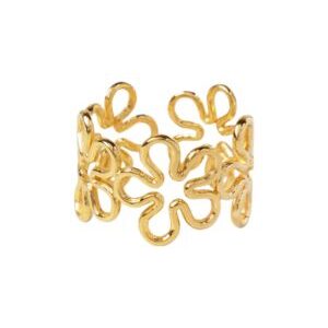 Anillo dorado silueta de flores