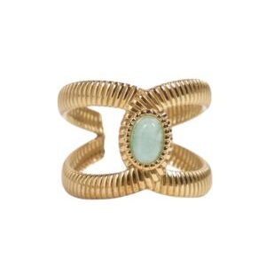 Anillo cadena con amazonita ovalada