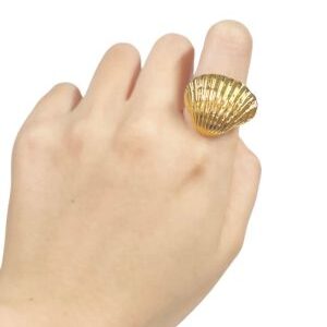 Anillo dorado concha de mar