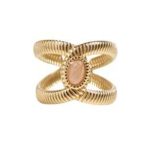 Anillo estilo cadena con piedra sol ovalada