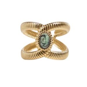 Anillo estilo cadena con piedra africana ovalada