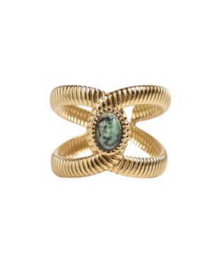 anillo estilo cadena piedra africana