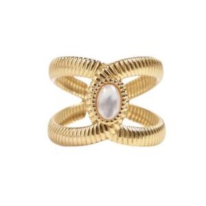 Anillo estilo cadena con nacar ovalado