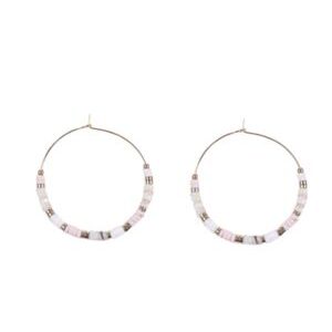 Pendientes de aro con piedra cuarzo rosa
