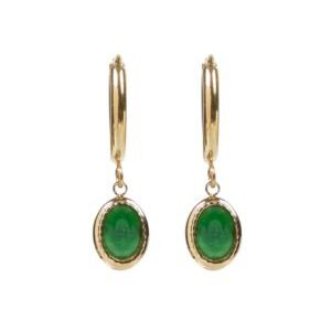 Pendientes con colgante ovalado y piedra verde
