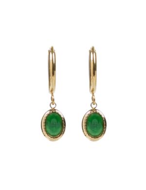 Pendientes piedra ovalada verde