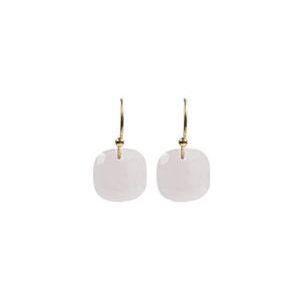 Pendientes cuadrados de cuarzo rosa