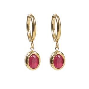 Pendientes con colgante ovalado fuchsia