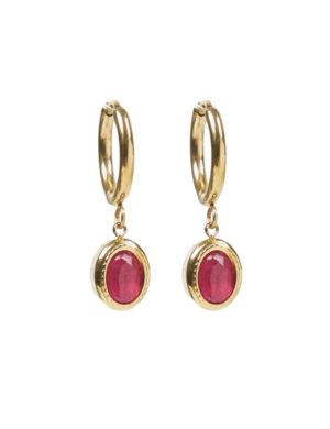 Pendientes con colgante ovalado fuchcia
