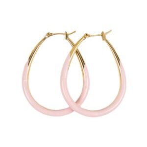 Pendientes aro ovalado de color rosa claro