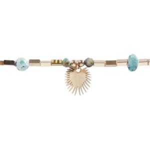Pulsera charm sol con piedra africana