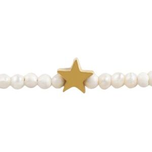 Pulsera estrella dorada con perlas de rio