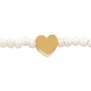 Pulsera corazon dorado con perlas de rio