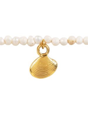 Pulsera almeja y perlas de rio