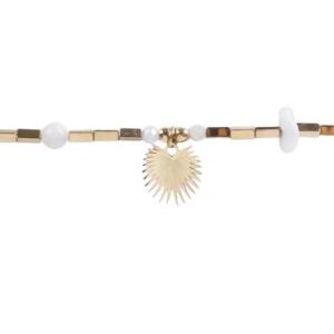 Pulsera charm sol con piedra nacar